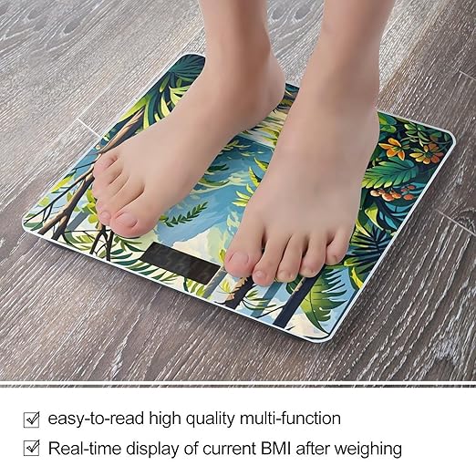 Tropical Jungle Painting Scale for Body Weight Smart Scales Digital Bathroom Scale High Precision Weighing Scales with Large Display Weighing Machine for People