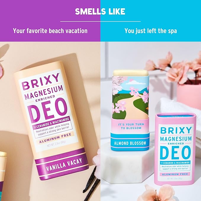 BRIXY Magnesium Deodorant Effective Odor Control With Ceramide &amp Niacinamide For Skin Health Aluminum Free Baking Soda Free Sensitive Skin Deodorant Vegan Plastic Free Lightly Scented