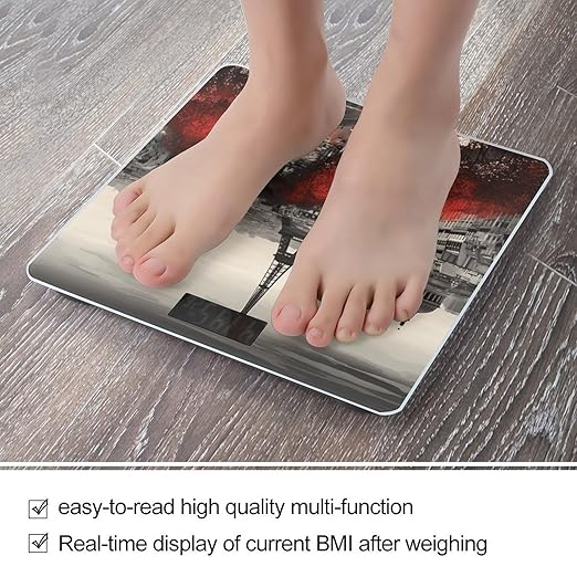 Paris Digital Bathroom Scale for Body Weight Weighing Scale with Backlit LCD Display High Precision Measurements &amp Measures Weight Up to 180kg