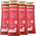 Caress Tahitian Pomegranate &amp Coconut Milk Exfoliating Scrub Body Wash with Hyaluronic Acid &amp Vitamin B3 for Moisturized Silky Soft Skin Long-Lasting Fragrance 20 fl oz (4 Pack)