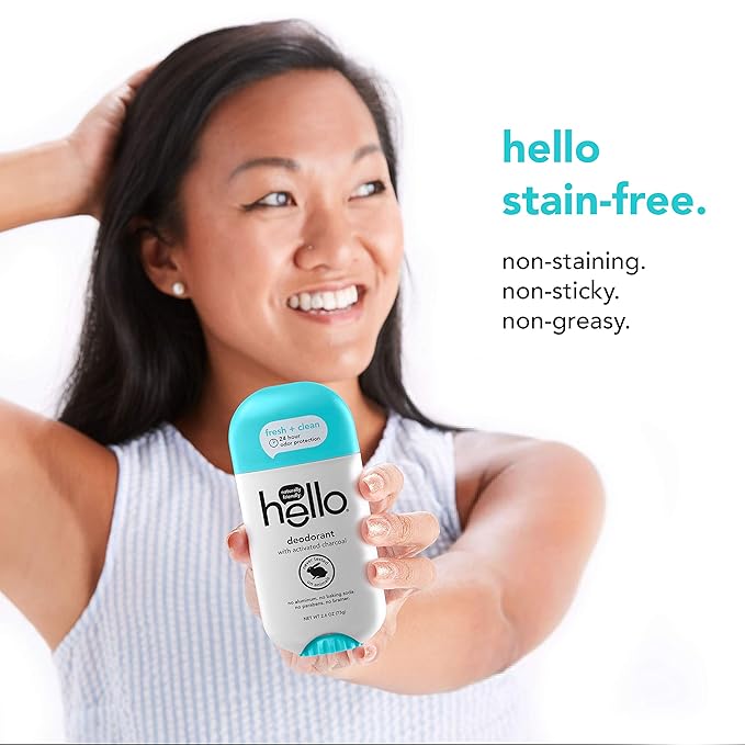 hello Deodorant With Shea Butter for Women + Men 24 Hour Odor Protection - Sweet Coconut Fresh Citrus and Clean + Fresh No Aluminum + No Baking Soda Vegan &amp Parabens Free 2.6oz 3 count