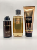 Bath and Body Works Teakwood - Three Piece Men's Collection 8 oz Body Cream 3.7 oz Deodorizing Body Spray 10 oz 2-IN-1 Hair and Body Wash