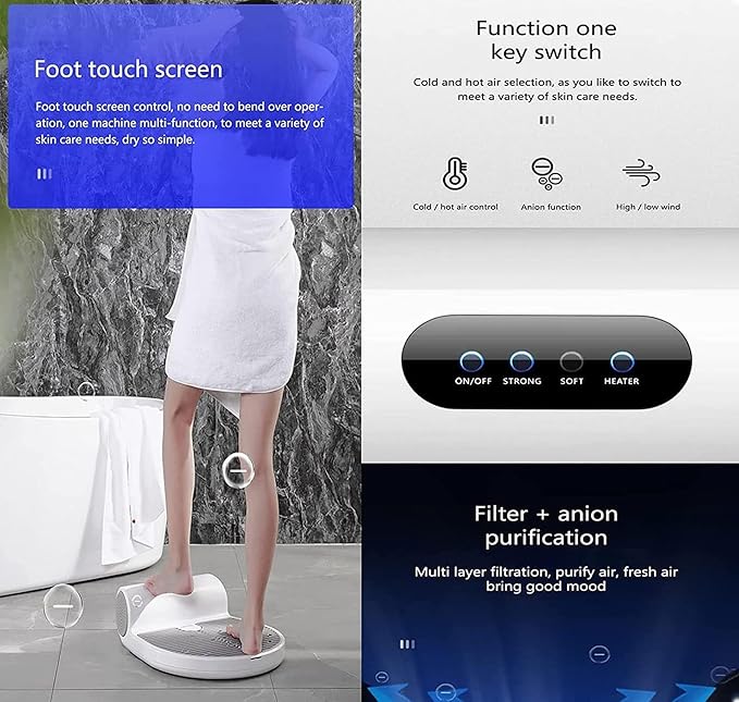 Body Dryer Full Body Dryer for Shower Body Hair Dryer Negative Ion Body Heater Hair Dryer Natural Warm Air Body Drying 2 Wind Speeds Quick Drying for Home Hotel