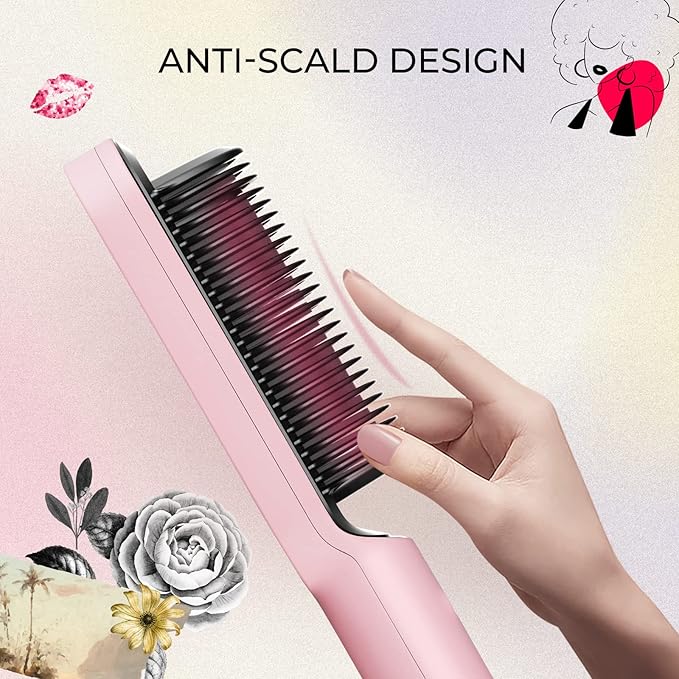 TYMO Heat Protectant Spray for Hair + Ring Hair Straightener Brush