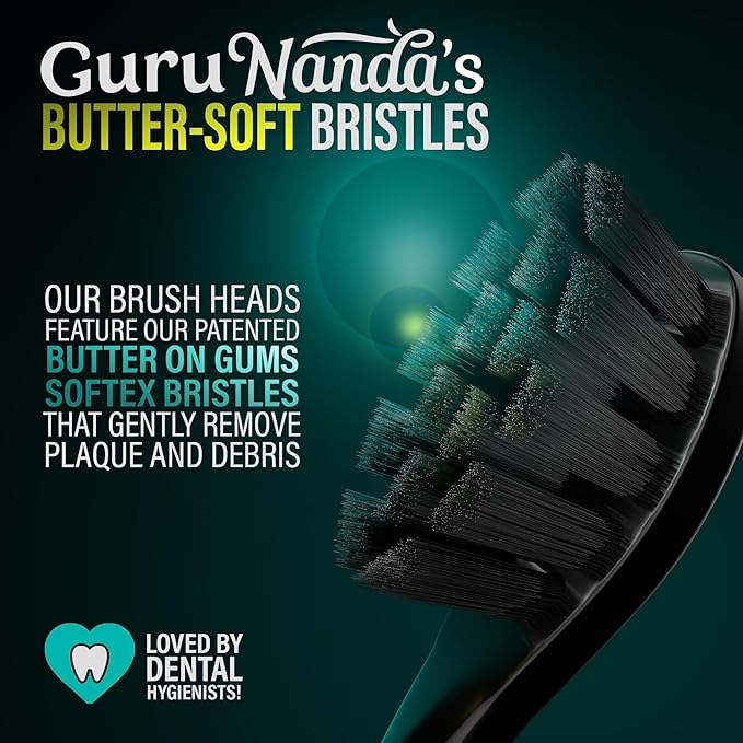 GuruNanda Pressure Sonic 2.0 Electric Toothbrush with Butter On Gums Bristles – Smart Pressure Sensor 5 Modes 2-Min Timer 55-Day Rechargeable Battery IPX7 Waterproof Black