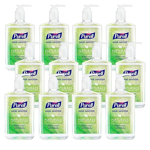 Purell NATURALS Advanced Hand Sanitizer Gel with Skin Conditioners and Essential Oils 12 fl oz Counter Top Pump Bottle (Case of 12) - 9629-12