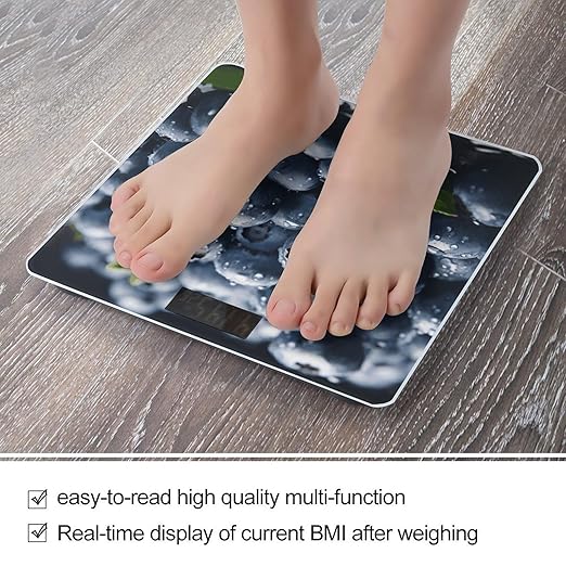 Delicious Blueberry Digital Bathroom Scale for Body Weight Weighing Scale with Backlit LCD Display High Precision Measurements &amp Measures Weight Up to 180kg