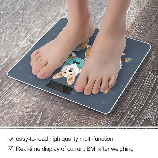 Wearing Clothes Corgi Dogs Weight Scale Digital Electronic Scales Bathroom Scale Larg LCD Backlight Display High Precisio MeasurementsTempered Glass