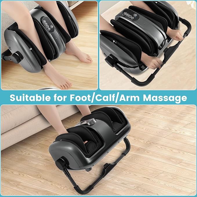 Giantex Foot Massager with Heat Calf Massager with Remove Control 2 Vibration Options 5 Mode &amp 5 Compression Intensity 360°Adjustable Stand Shiatsu Foot Massage Machine for Calf Arm Relax (Gr