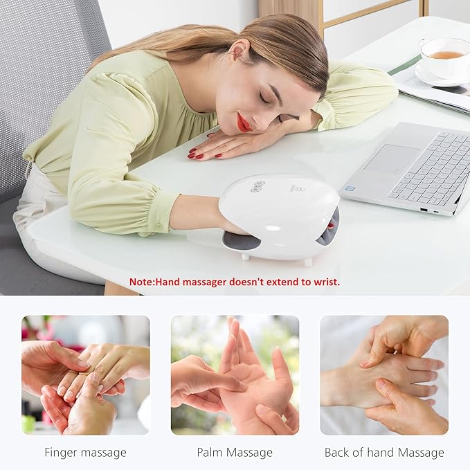 COMFIER FSA Wireless Hand Massager with Heat3 Levels Compression &amp HeatingRechargeable Hand Massager Machine for Carpal TunnelGifts for WomenMen HSA