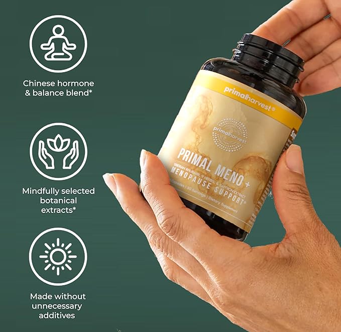 Primal Harvest Meno+ Menopause Support with Saffron &amp Chinese Herbs Support Mood Menopausal Symptom Relief &amp General Well-Being (1 Pack)