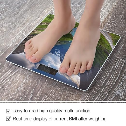 Norwegian Fjords Weight Scale for Body Weight Digital Bathroom Scale High Capacity Accurate Digital Weighing Scales and Easy-to-Read on Backlit LCD Display Scales