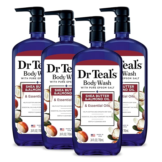 Dr Teal's Body Wash with Pure Epsom Salt with Shea Butter &amp Almond Oil 24 fl oz (Pack of 4)