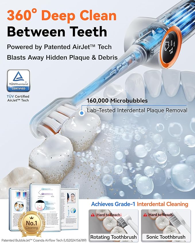 RANVOO] Save $42 to Get AirJet X3 Electric Toothbrush White and AirJet X5 Electric Toothbrush Together