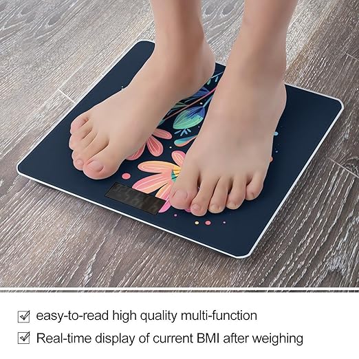 Red and Green Leaves Bathroom Scale for Body Weight LCD Display Digital Bathroom Scale Tempered Glass Bathroom Weight Scales Fashion Smart Scales for Home Bedroom 400 Lb