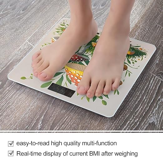 Colored Mushrooms Smart Scale for Body Weight Accurate Bathroom Scale with LED Display Digital Weight Scales Weighing Machine High Precision Scales for Bath Home