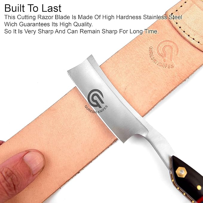 Professional Straight Razor with Leather Strop - Straight Edge Barber Razor Premium for Men &amp Women (Stainless Steel Blade)