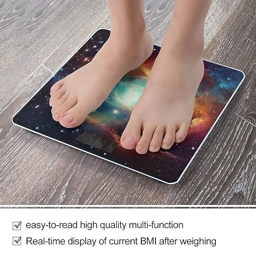 Gorgeous Galaxy Bathroom Scale for Body Weight Bathroom Weighing Scale with Backlit LCD Display Highly Accurate Measures Weight Up to 180kg