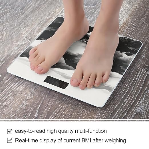 Digital Bathroom Scale for Body Weight Scale with Bright LCD Display High Accuracy Step-On Technology Auto On/Off Black and White Mountain Digital Scales 400 Lbs /180kg
