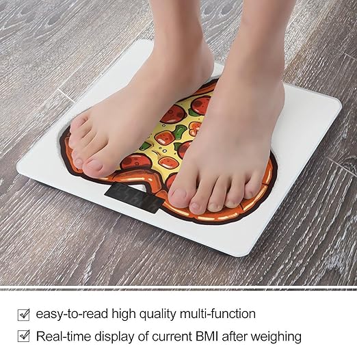 I Love Pizza Heart Scale for Body Weight Precision Bathroom Weighing Scales with Back Lit LCD Display Sturdy Tempered Glass Body Weight Scales Digital Bathroom Scale 400lb