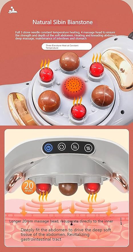 Automatic Abdominal Massager Electric Stomach Massager Dual-use for Waist and Abdomen 5 Modes 3 Adjustable Vibration Intensities for Home/Dysmenorrhea/Abdominal Pain