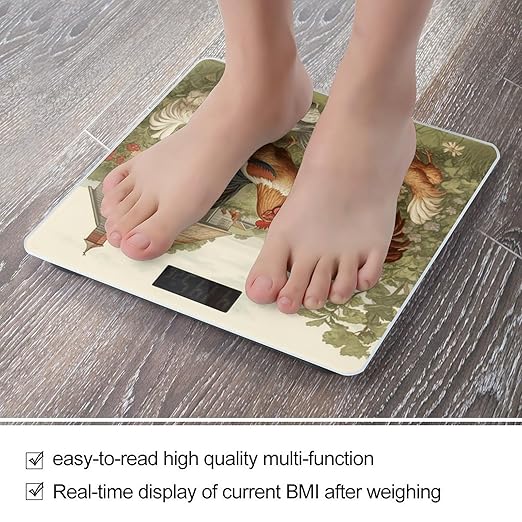 Chickens and Farm Bathroom Scale Weight Scale for Body WeightHighly Accurate Digital Weighing Machine Clear LED Display Digital Bathroom Body Scale 400lb/182kg
