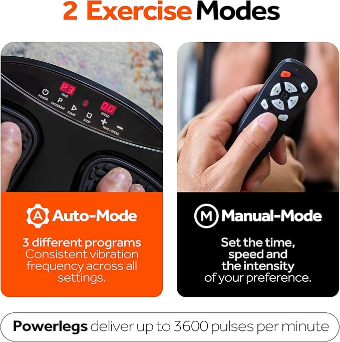 Power Legs Electric Foot Massager Machine with Remote Control Adjustable Speed Vibration - Calf Massager - Feet Massager for Neuropathy Pain Relief Plantar Fasciitis Leg Blood Circulation (Black)