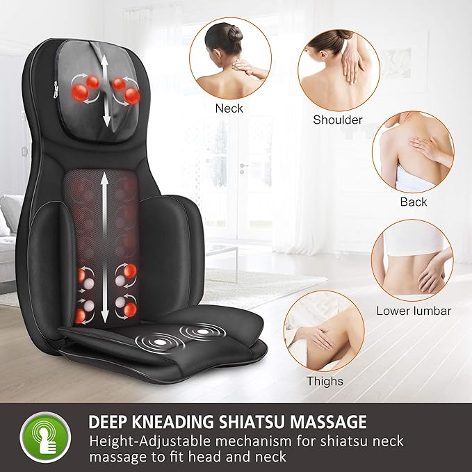 Snailax Shiatsu Air Compression Back Massager Foot Massager Bundle Massage Chair Spot Massage for Neck and Back Vibration Massage Seat Cushion
