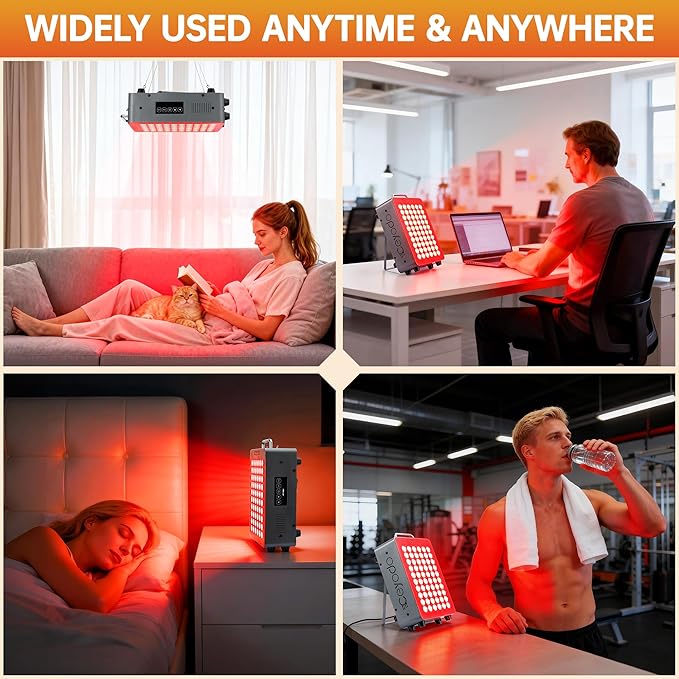 Red Light Therapy for Body 4 Chip LED Light Therapy Panel with Near-Infrared Light 630nm 660nm 850nm 940nm 138W High Power 60 LED Red Infrared Light Device Includes Hanging Kit &amp HandleGrey