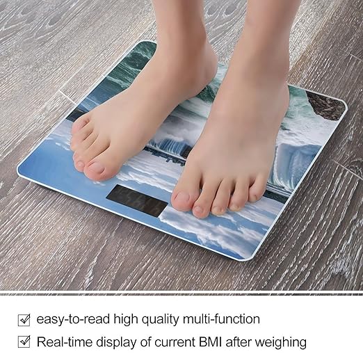 Niagara Falls Bathroom Scale Rounded Smart Scale for Body Weight Automatic Power On/Off Weight Scales Accurate Bathroom Digital Scales for Pet Home Bedroom Kitchen