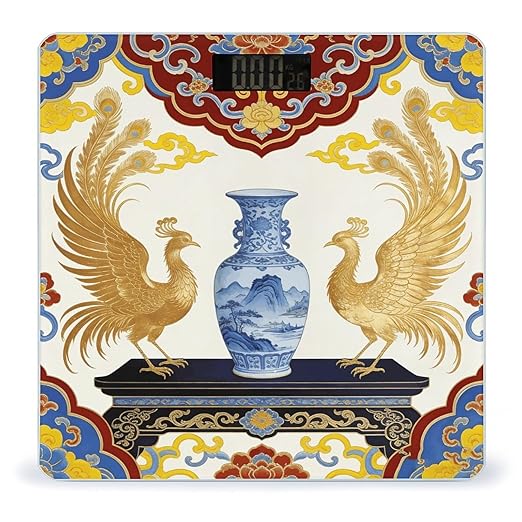 Chinoiserie Smart Scale for Body Weight Digital Bathroom Scale Toughened Glass Weight Scale with Large LCD Backlight Display High Precision Scales Weighing Machine