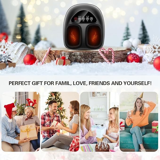 Shiatsu Foot Massager with Heat Deep Kneading &amp Gentle Air Compression for Foot Wellness and Relaxation Feet Massager Electric Foot Massager Machine - Gifts for Women Men Fits Size 13