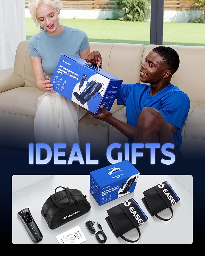 Leg Compression Massager for Circulation and Pain Relief Leg Recovery Compression System for Fast Recovery of Foot Calf and Thigh Relieve Edema Reduce Muscle Fatigue