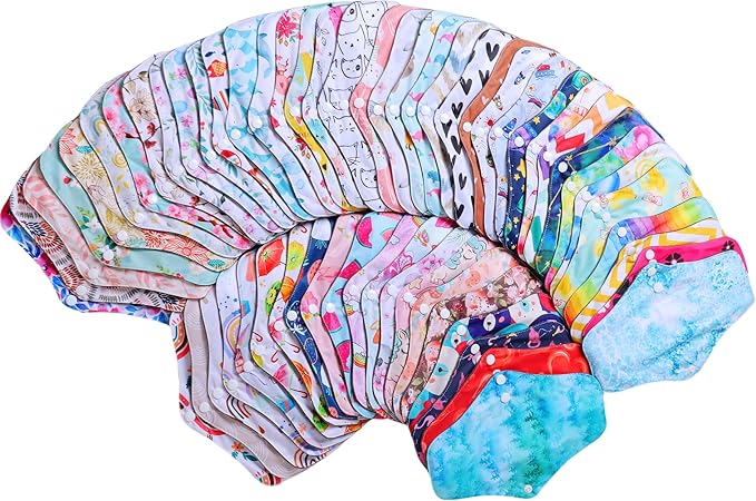 10 pcs M Size Random Prints Reusable Cloth Menstrual Pads for Women Period(10M-randomprints)