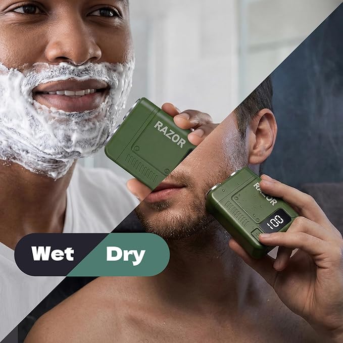 Men's Pocket Shaver Washable Double Head Razor USB Mini Portable Razor Rechargeable Waterproof Green Face Portable Battery Powered ShaverG SV001 Attachment