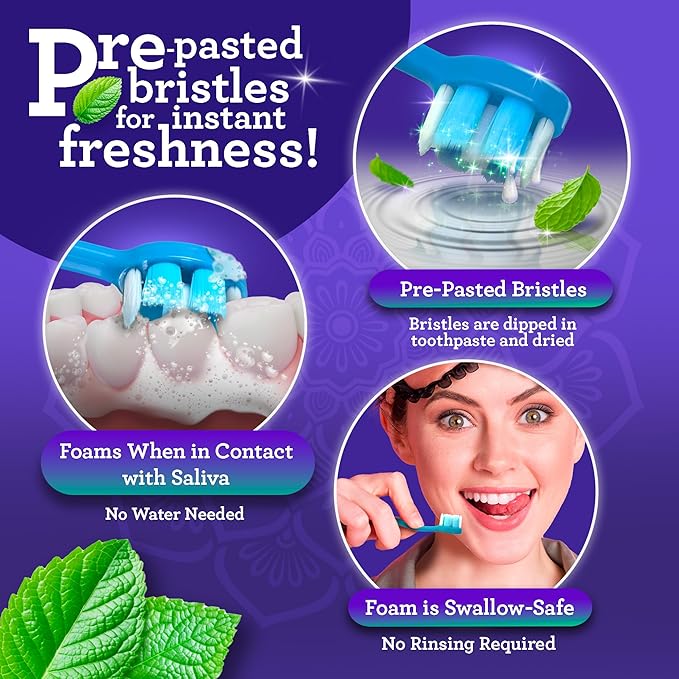 GuruNanda Fresh Start Oral Care Bundle – 70ct Disposable Pre-Pasted Toothbrushes &amp 8oz CocoMint Oil Pulling for Easy Refreshing Oral Hygiene
