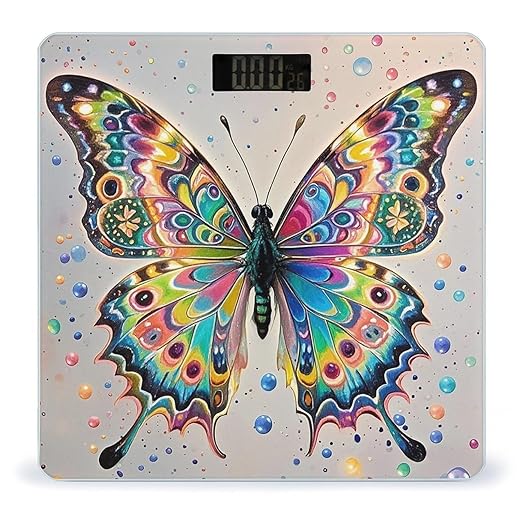 Butterfly Drip Spray Watercolor Scale for Body Weight Smart Scales Digital Bathroom Scale High Precision Weighing Scales with Large Display Weighing Machine for People