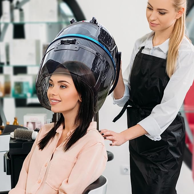 JungleA Professional Bonnet Hair Dryer Stand Up High Speed Blow Dryer w/Rolling Wheels Base Temperature/Time/Height Adjustable Equipment Suitable All Hair Types for Beauty Spa Home Salon
