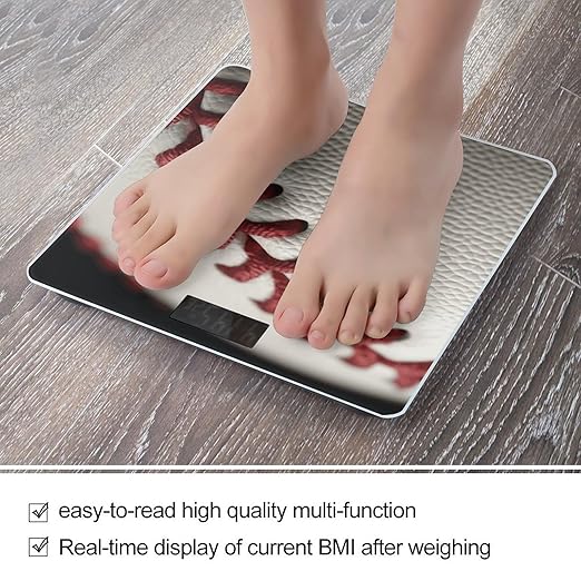 Baseball Lace Close Up Scale for Body Weight Safe Rounded Corners Tempered Glass Digital Bathroom Scale LED Display 400lb Capacity Weight Scales with High Precision Sensors