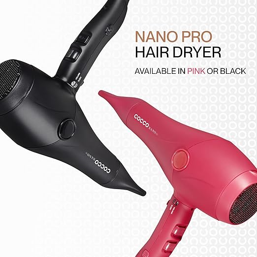 Cocco Nano Pro Hair Dryer Ultra Lightweight Ionic Intel System Ceramic Spheres Technology Professional Performance Black