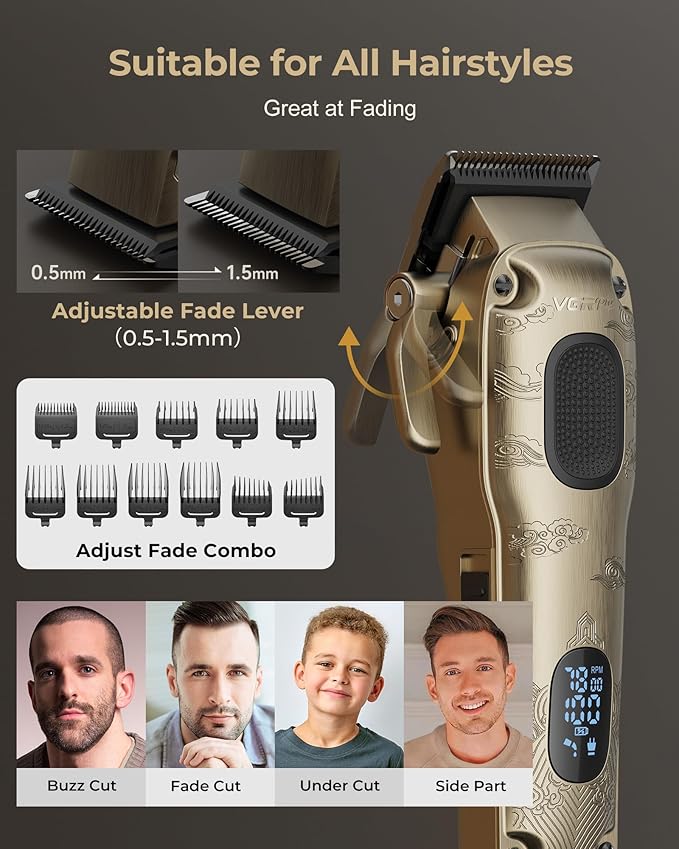 Hair Clippers for Men Professional Cordless Hair Clippers for Hair Cutting Mens Clippers and Trimmers Set Electric Hair Trimmer for Men with Package Case