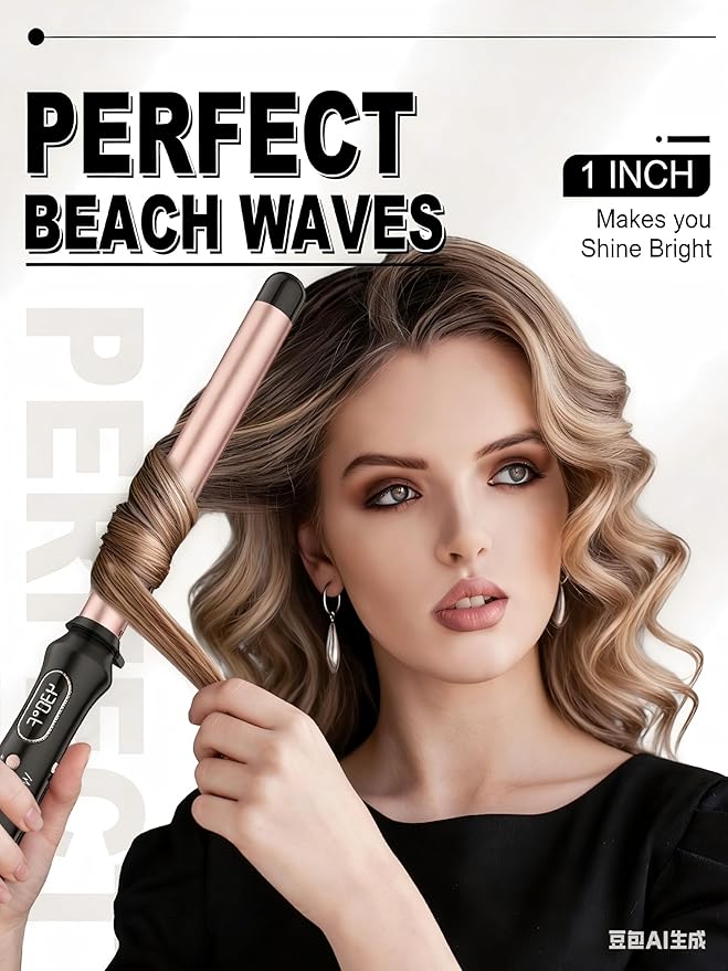 Curling Wand 1 InchCurling Iron Long Barrel Professional for Long HairClamp Free Curling Wand for Quick Styling.