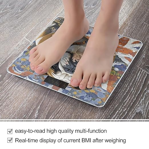 English-Bulldog Bathroom Scale Ultra-Bright Liquid Crystal Screen Weight Scale Accurate Bathroom Body Scales for Body Weight Bathroom Pet Home Bedroom Gift-Giving
