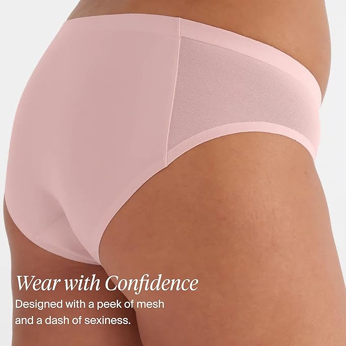 KNIX Women Leakproof Period Underwear No-Show Mesh Bikini – Light Flow Protection Absorbs 1–3 Regular Tampons