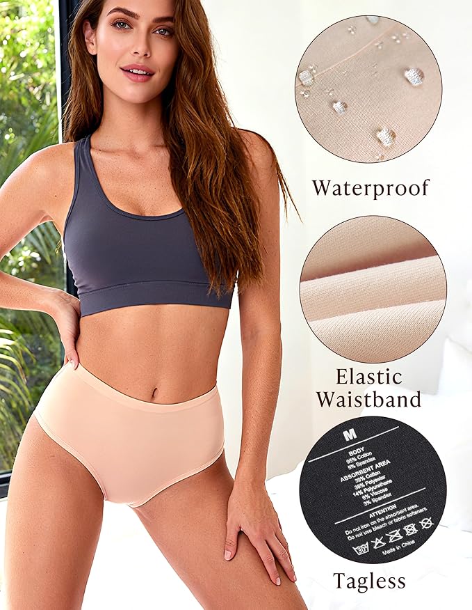 AIRCUTE Washable Adult Urine Incontinence Underwear for Women Leak Proof Absorbent Bladder Protective Panties (Small 5 Pack)