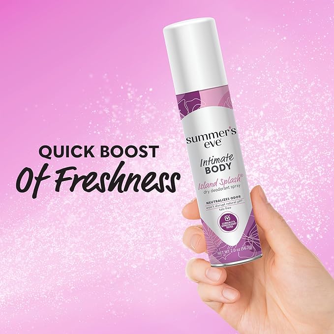 Summer's Eve Island Splash Daily Feminine Spray with Talc-Free Odor-Neutralizing and Moisture-Absorbing Formula 2 Oz Pack of 24