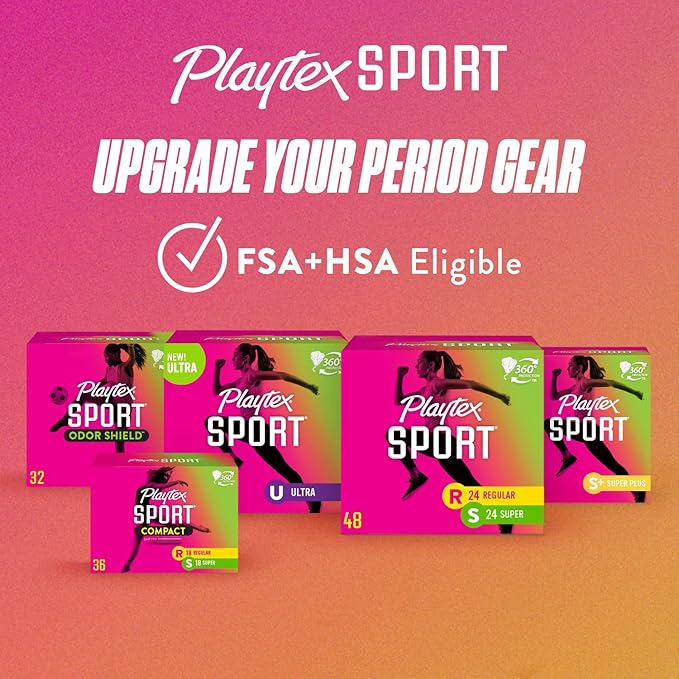 Playtex Sport Tampons Multipack (36ct Regular/36ct Super Absorbency) Fragrance-Free - 72ct (2 Packs of 36ct)