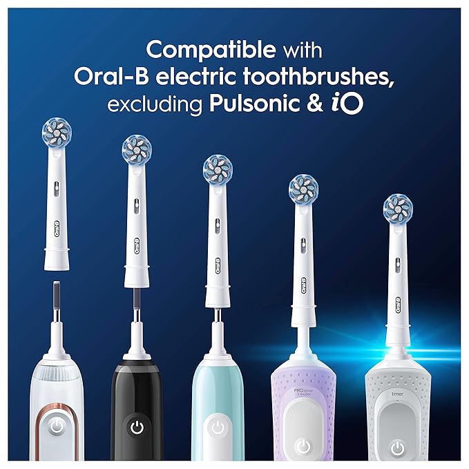 Oral-B Pro Sensitive Clean Electric Toothbrush Replacement Heads X-Shaped &amp Extra Soft Bristles for Gentle Brushing &amp Plaque Removal Pack of 4 Toothbrush Heads White