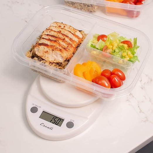 Escali Primo Digital Food Scale Multi-Functional Kitchen Scale and Baking Scale for Precise Weight Measuring and Portion Control 8.5 x 6 x 1.5 inches White