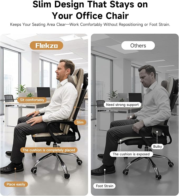 Flekzo Shiatsu Back &amp Neck Massage Chair Seat Cushion with Heat – 4D Kneading Adjustable Intensity Adjustable Neck Height Full Back Pain Relief Deep Tissue Office Chair Massager Brown